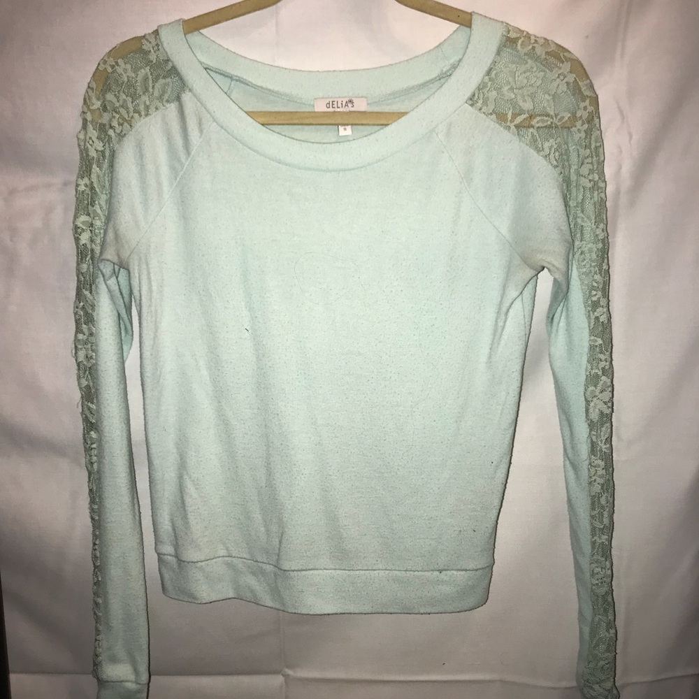 Delia’s Light Green Lace Sweater